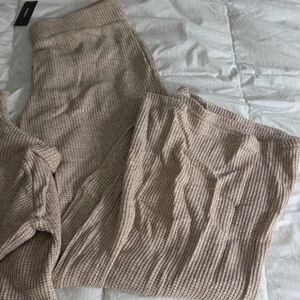 Express Beige Waffle Knit Hoodie